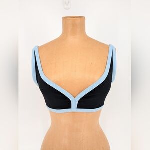 Lisa Marie Fernandez Black Crepe French Blue Bikini Top Size 3 Womens 6-8
